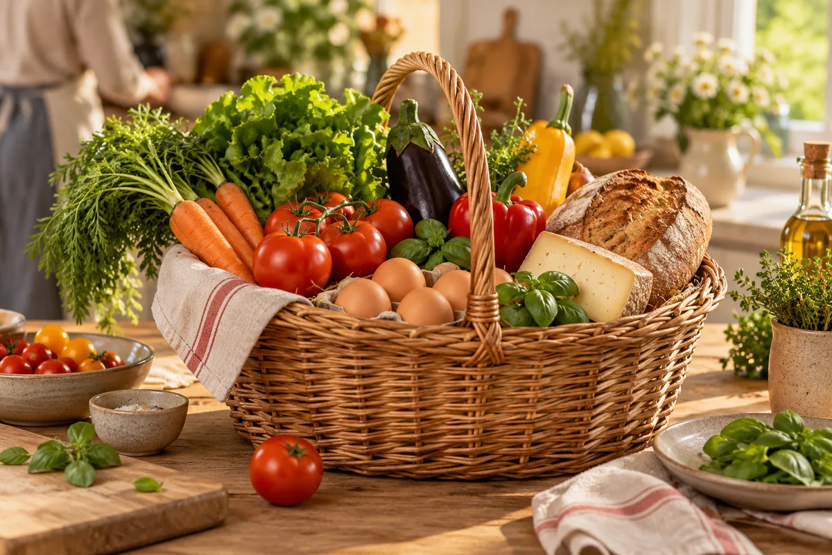Panier en osier rempli de légumes, bien choisir ses produits